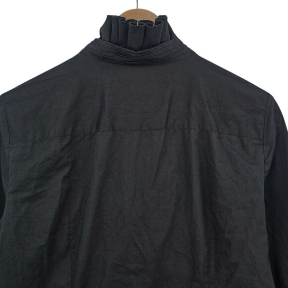 J. Crew Womens 14 Black Ruffle Button Up Shirt - Picture 4 of 10